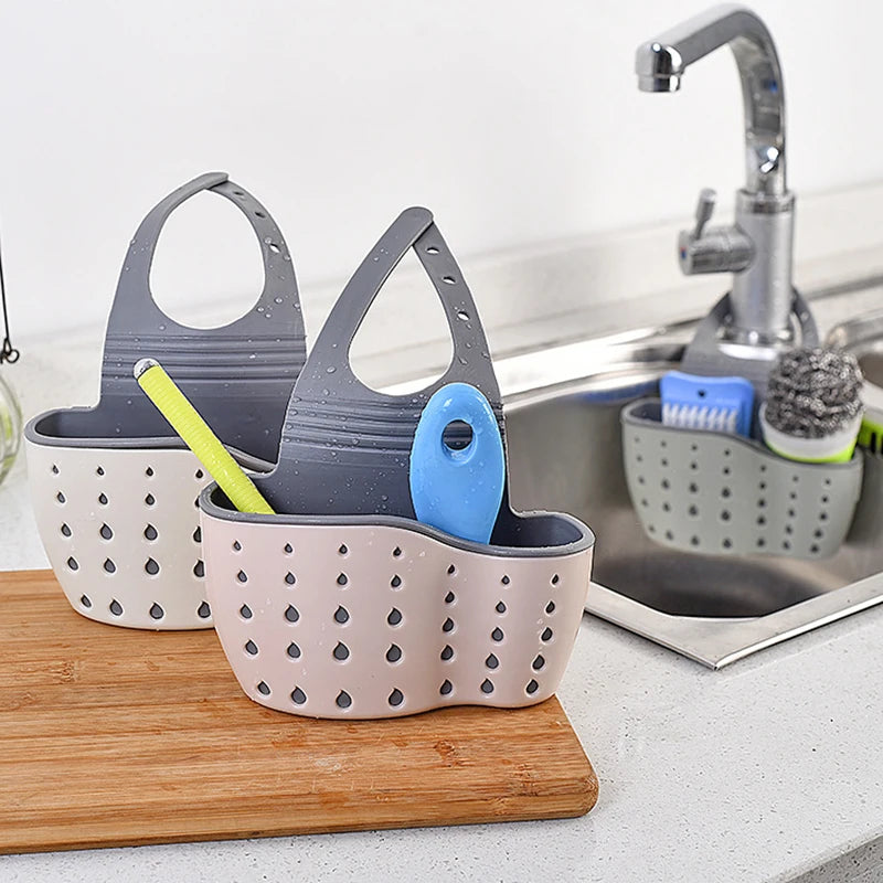 Soporte para fregadero de cocina, escurridor colgante, estante ajustable para esponja y jabón, organizador, soporte para grifo de baño, accesorios de cocina