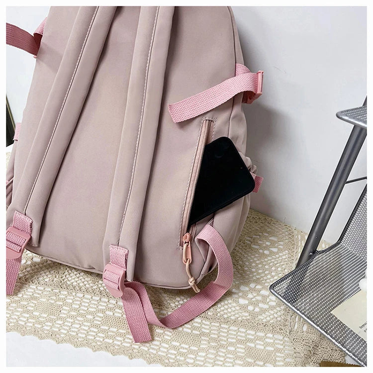 Mochila escolar de gran capacidad para niñas, bolso de mano para estudiantes, Kawaii, Patchwork