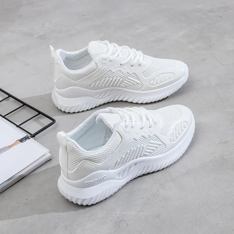 Summer New Ladies Sneakers Flat Mesh Comfortable Breathable Walking Jogging Style Casual Fashion Trend Shoes
