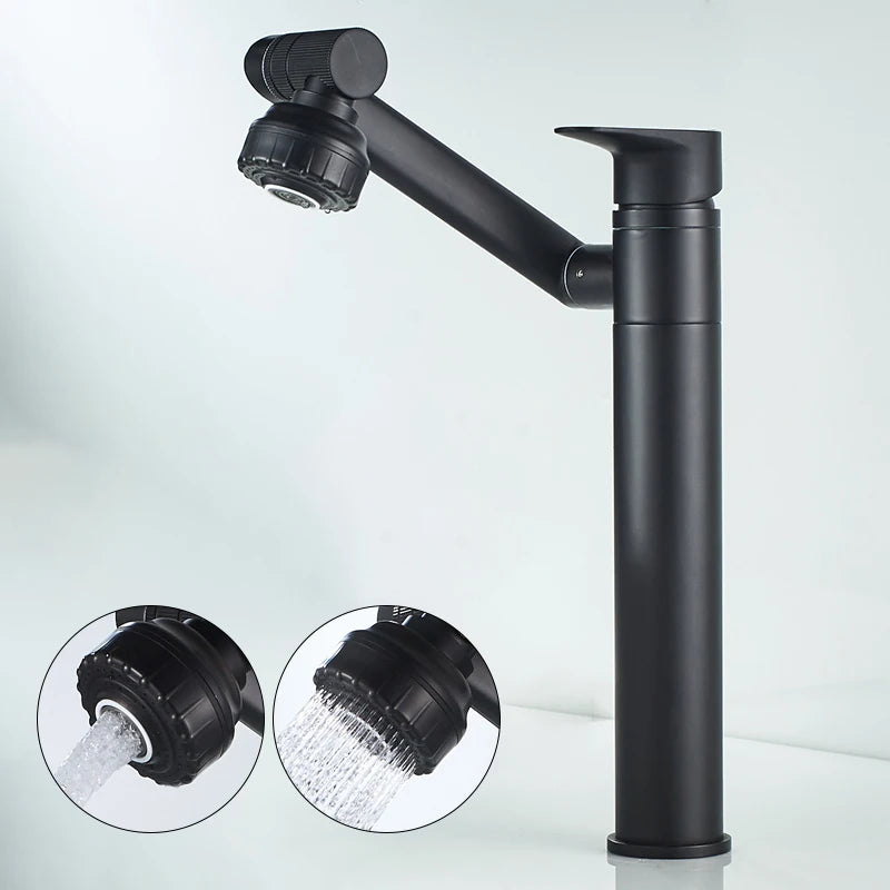 ELLEN-grifo multifunción para lavabo de baño, mezclador de agua fría y caliente, grúa de bronce antiguo, grifos de agua universales montados en cubierta EL13266