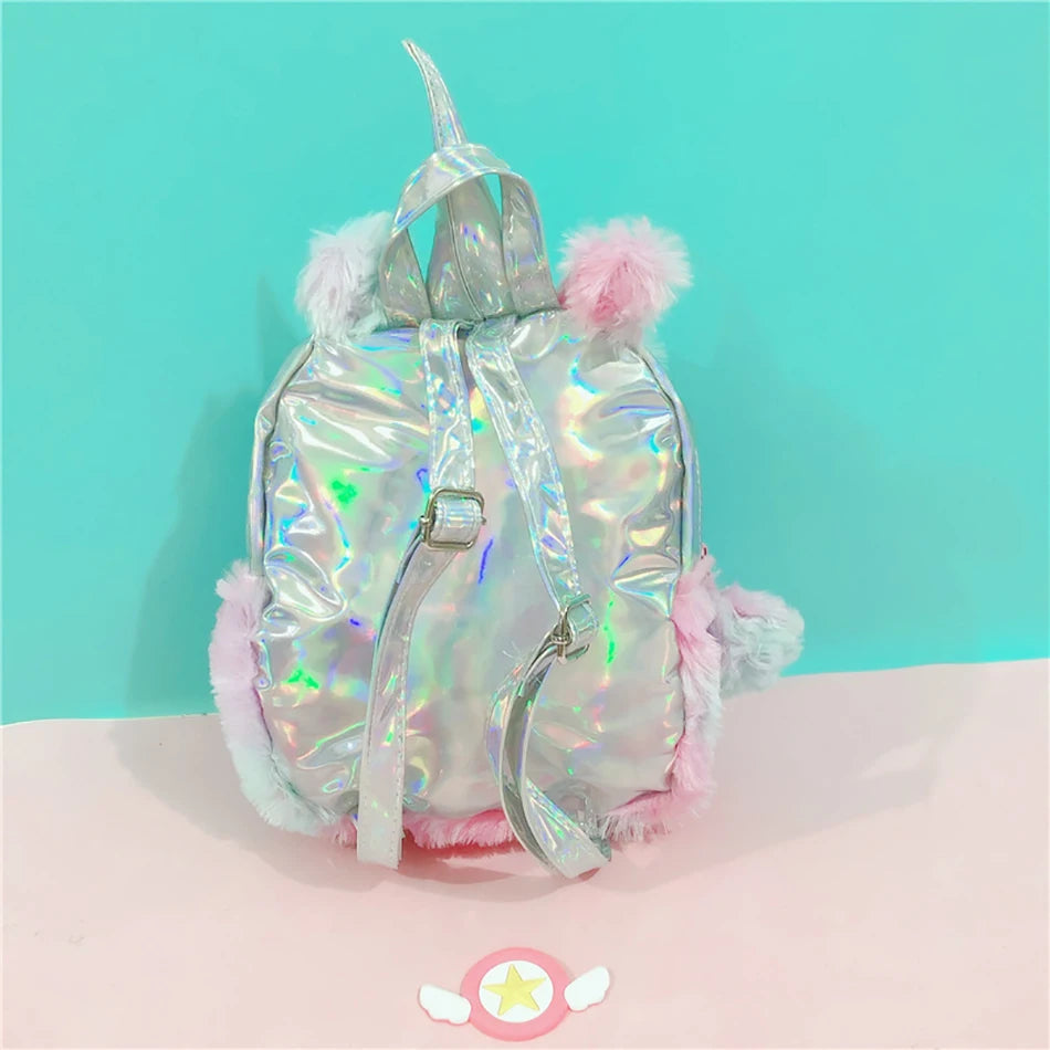 Mochila escolar de dibujos animados de unicornios para niñas, morral 3D de piel de viaje, bonito, regalo para niños