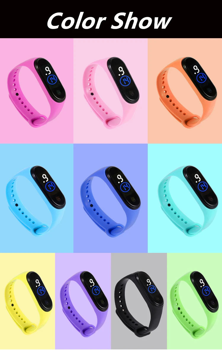 Reloj deportivo resistente al agua para niños, reloj Digital LED con pantalla táctil inteligente, correa de silicona de dos tonos, reloj para hombres y mujeres, reloj para estudiantes