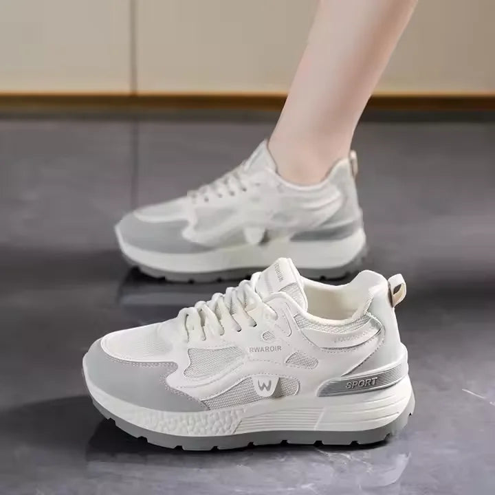Spring New Dad's Shoes for Women Breathable Mesh Korean Style Casual Running Sneakers with Height Increasing Soft Features