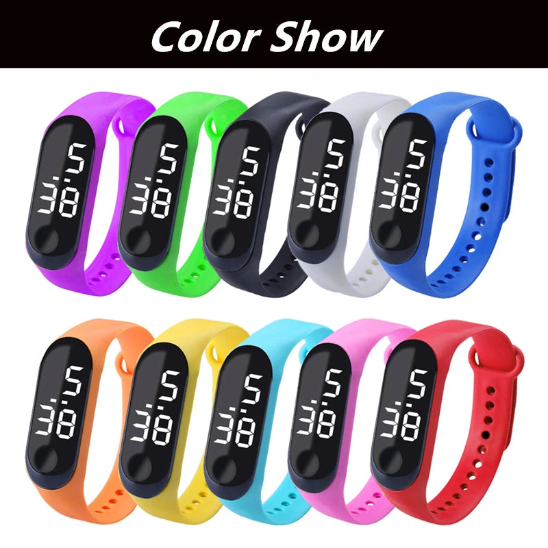 Reloj deportivo resistente al agua para niños, reloj Digital LED con pantalla táctil inteligente, correa de silicona de dos tonos, reloj para hombres y mujeres, reloj para estudiantes
