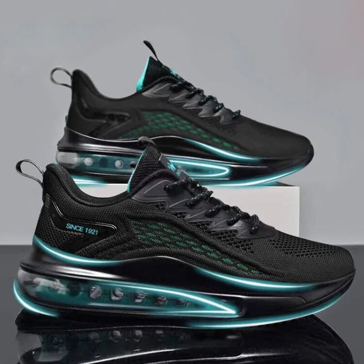2022 New Men's Breathable Flying Woven Shoes Shock Absorption Heightening Casual Sneakers
