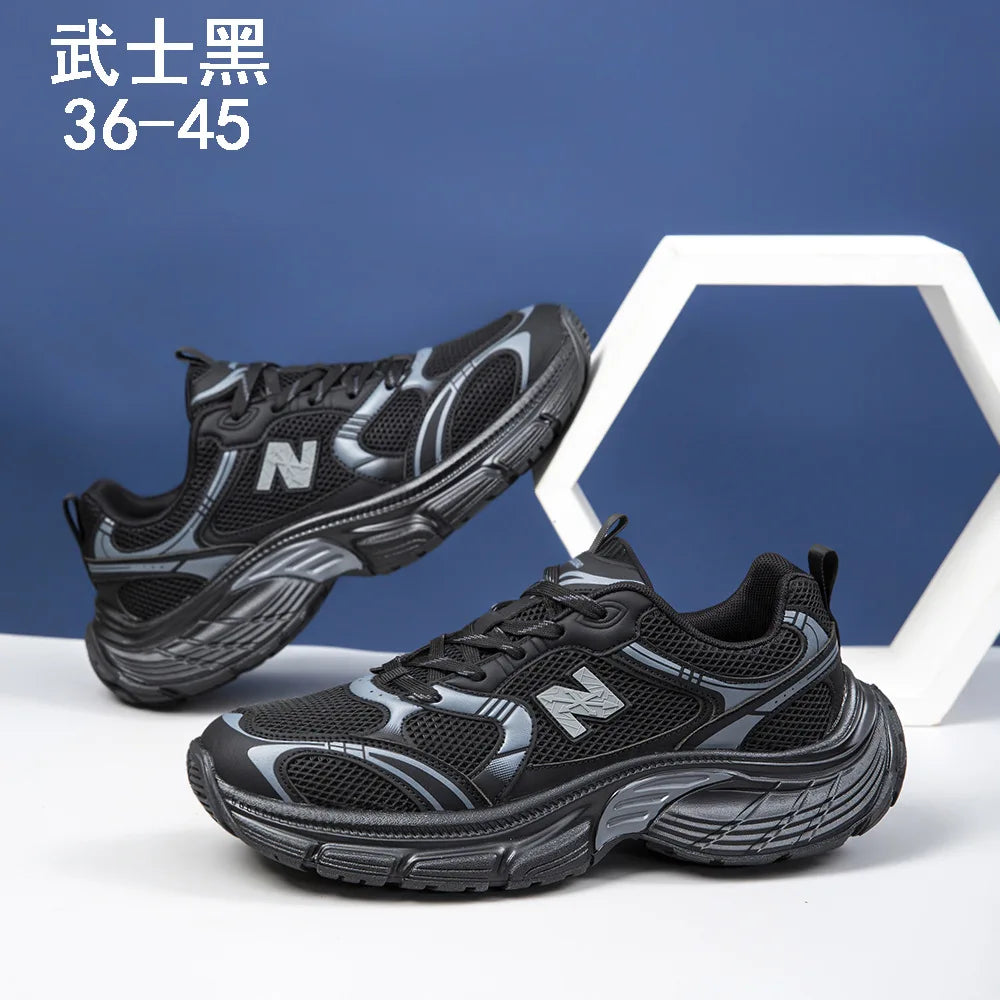 2025 New Dad Shoes Sports Casual Mesh Solid Spring Super Elastic Thick Sole Height Increasing Breathable Couple Running Shoes