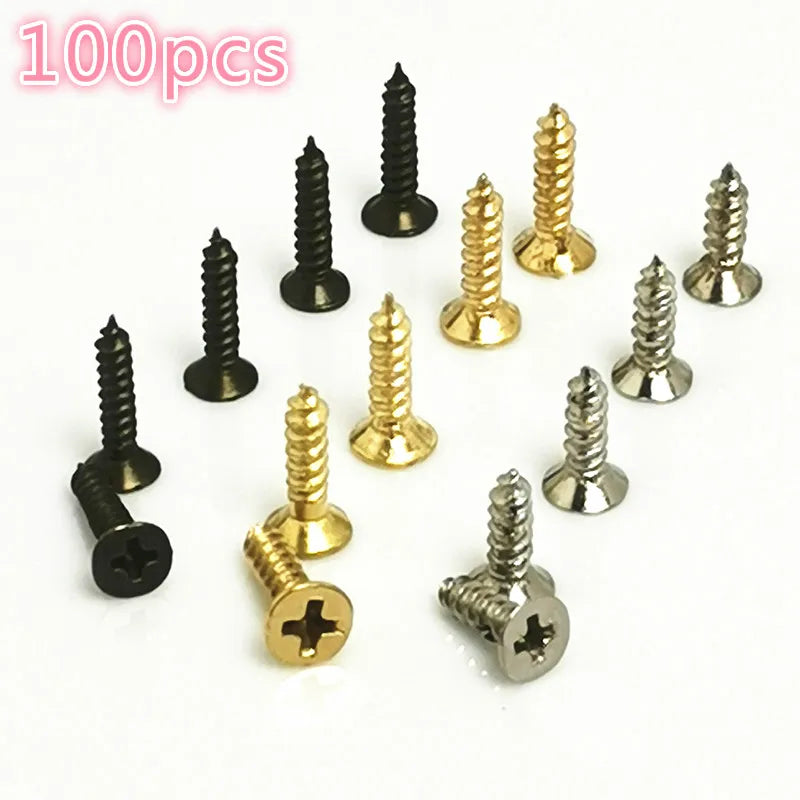 Kit surtido de tornillos autorroscantes para madera, 100 Uds., bronce/dorado/plateado, rosca de cabeza plana, tornillo de fijación para clavos, tornillos para muebles de madera