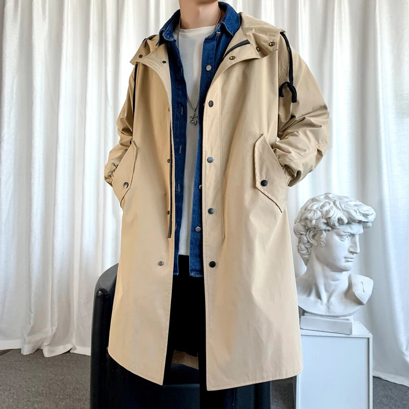 Nueva chaqueta con capucha de otoño para hombre, ropa de calle coreana, abrigos de gran tamaño, ropa de calle coreana, ropa masculina de moda, chaquetas holgadas de Hip Hop
