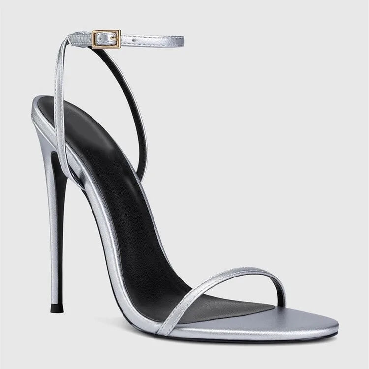 Zapatos De Muje Women's Stiletto Heels Sandals Silver Gold Pointed Toe Simple Design for Summer Autumn Winter Logo Upper