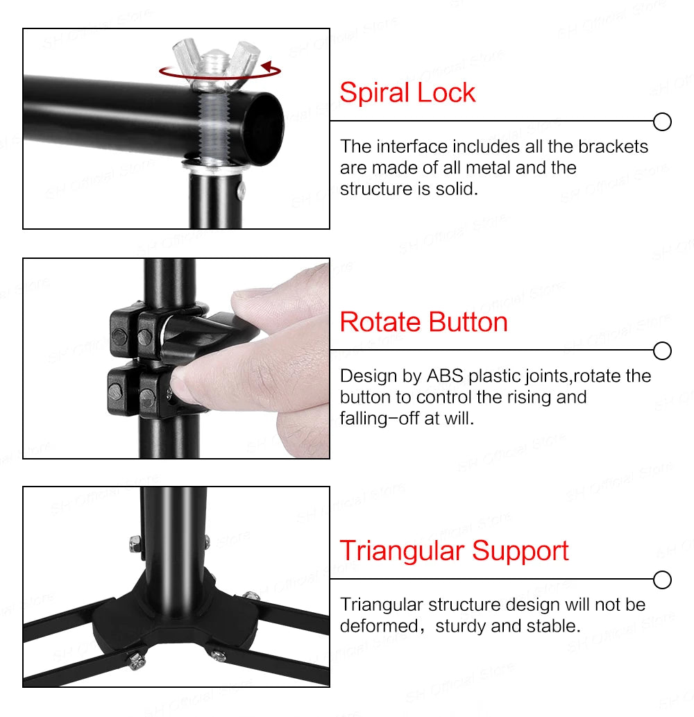 Kit de soporte para fondo fotográfico SH con sistema de soporte ajustable, fondos para estudio fotográfico, marco de pantalla verde Chromakey