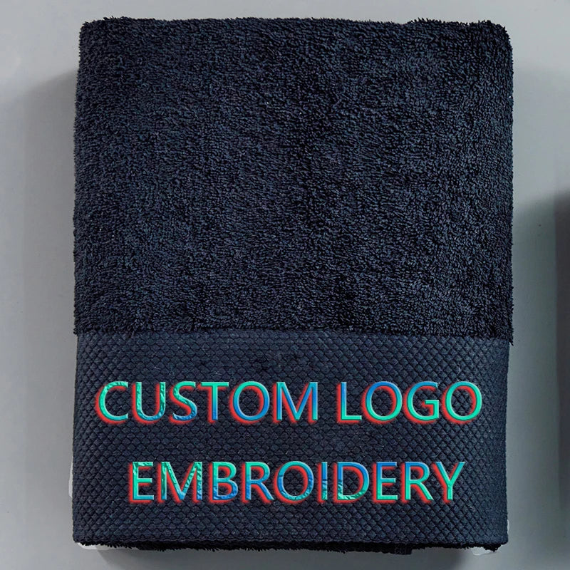 AHSNME-Toalla facial negra de alta gama con logotipo personalizado, Toalla de baño para Hotel, SPA, salón de uñas, peluquero, iniciales de nombre personalizadas