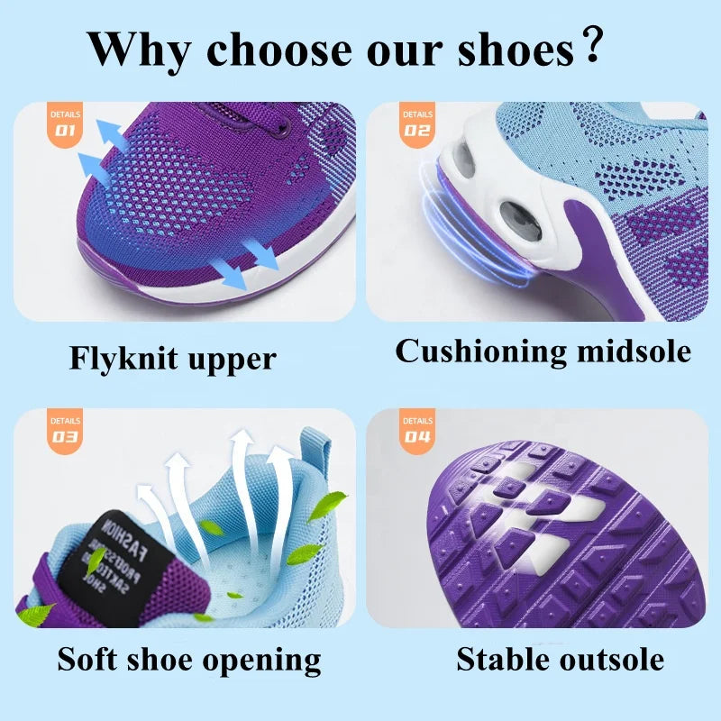 Cheap Fly Woven Breathable Walking Style Shoes Cushioning Trendy Sneakers for Women