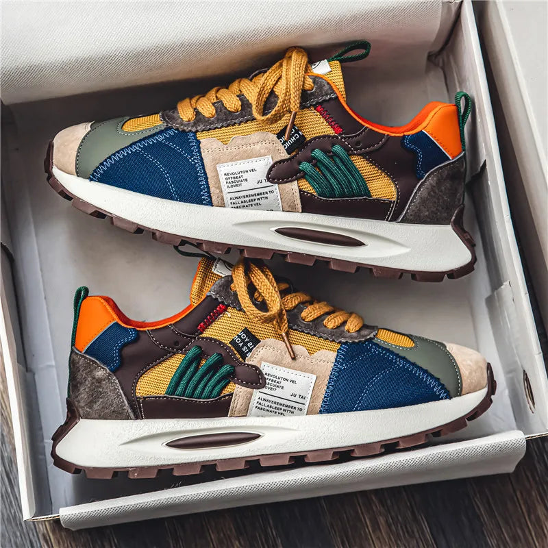 2025 Autumn New Men's Breathable Lace-Up Lightweight Thick Sole Agan Sports Shoes Trendy All-Match Low-Top Casual Sneakers
