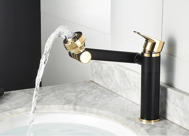 ELLEN-grifo multifunción para lavabo de baño, mezclador de agua fría y caliente, grúa de bronce antiguo, grifos de agua universales montados en cubierta EL13266