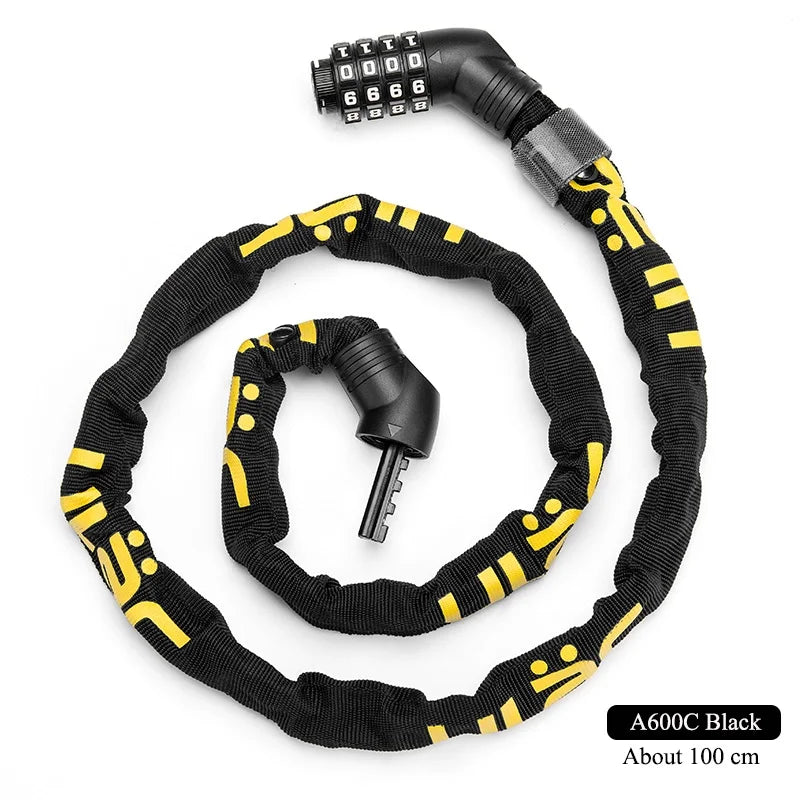 ULAC-Cerrojo de contraseña para bicicleta o motocicleta, cerradura portátil y ultraligera con bloqueo antirrobo y cadena, incluye accesorios de seguridad estables para ciclismo de carretera MTB