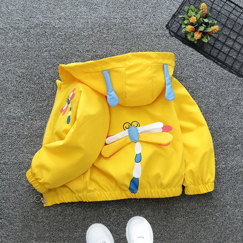 Chaqueta con capucha para niñas, abrigo cortavientos con cremallera, ropa para niños de 1, 2, 3, 4, 5 y 6 años, bonitos animales de dibujos animados, para primavera y otoño