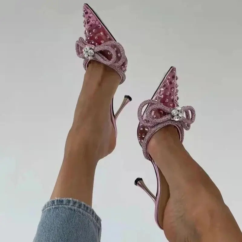 8CM/11CM Bling Rhinestone Studded Pumps Luxury Female Clear Shoes Women Heels for Ladies