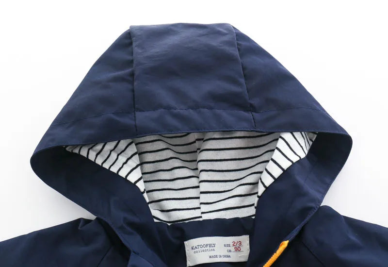 Abrigos de primavera y otoño para niños, chaquetas para niños, cortavientos con capucha y bolsillo, prendas de vestir exteriores con cremallera, ropa para bebés de 2 a 7 años