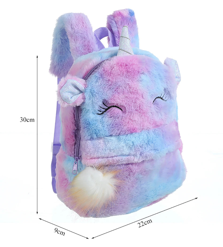 Mochila escolar de dibujos animados de unicornios para niñas, morral 3D de piel de viaje, bonito, regalo para niños