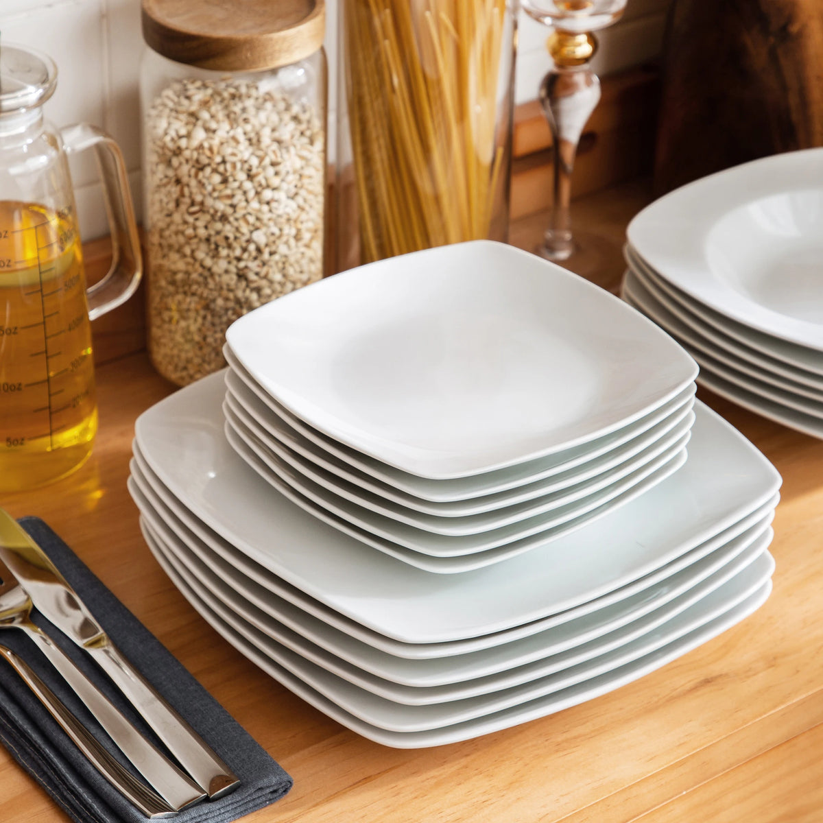 MALACASA-vajilla de porcelana de cerámica JULIA Classic, juego de 18 piezas con 6 platos de cena, sopa, postre, servicio de vajilla para 6