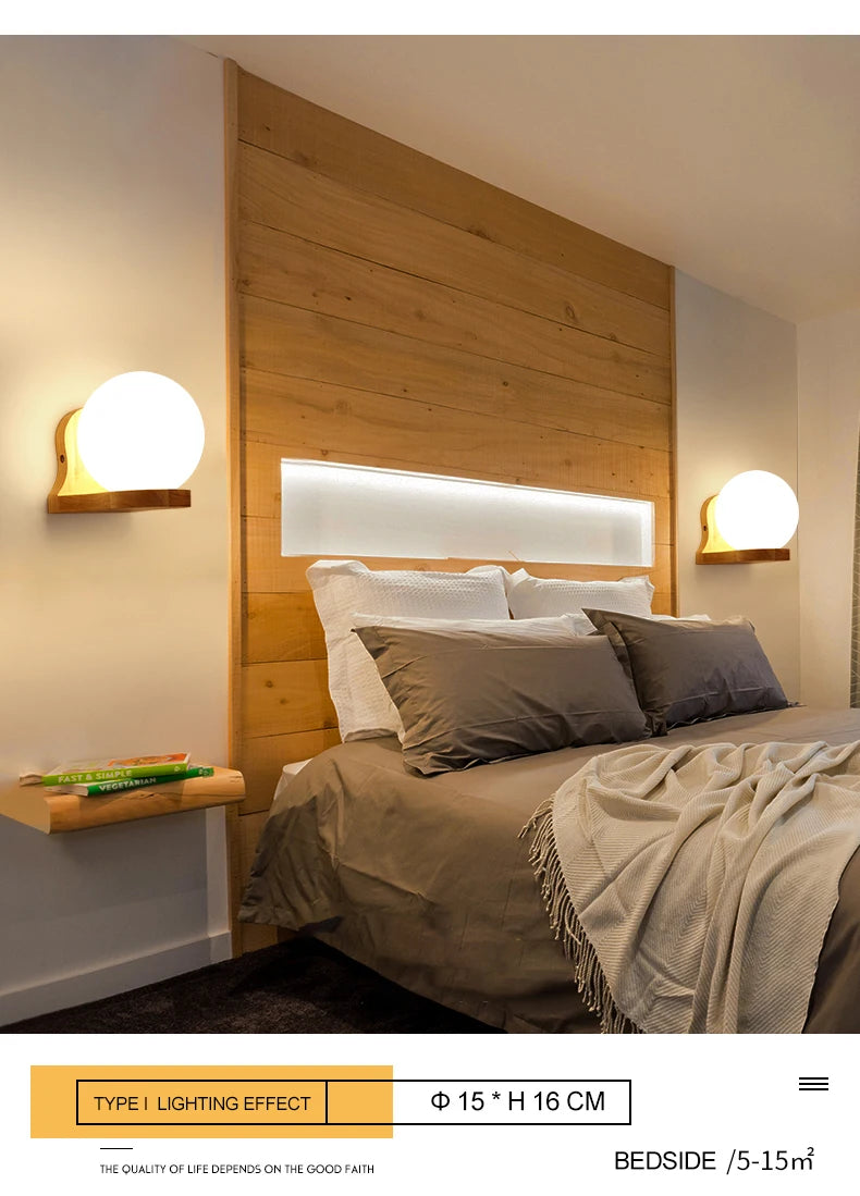 Lámparas de pared LED modernas, luces de madera para dormitorio, mesita de noche, escaleras, pasillo, aplique de iluminación montado Interior, accesorios de iluminación para decoración del hogar