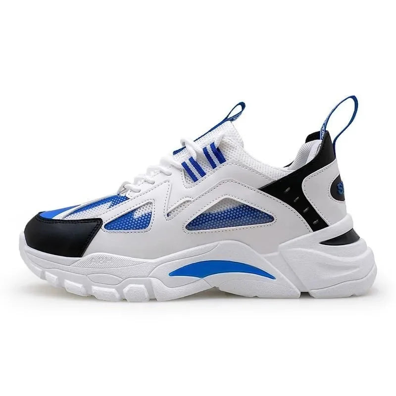 2025 New Men's Spring Autumn Breathable Mesh Hand-painted Thick Sole Shock Absorption Dad Shoes All-match Trendy Sneakers