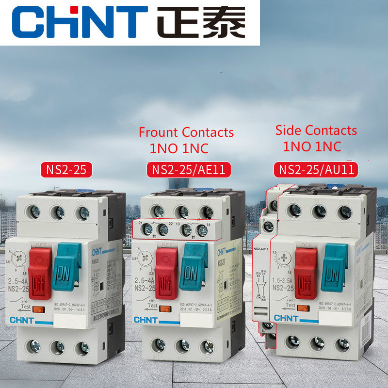 CHINT AC Motor de arranque NS2-25 NS2-25X AE11 AU11 220V-390V protección interruptor térmico General Protector de motor dispositivo botón