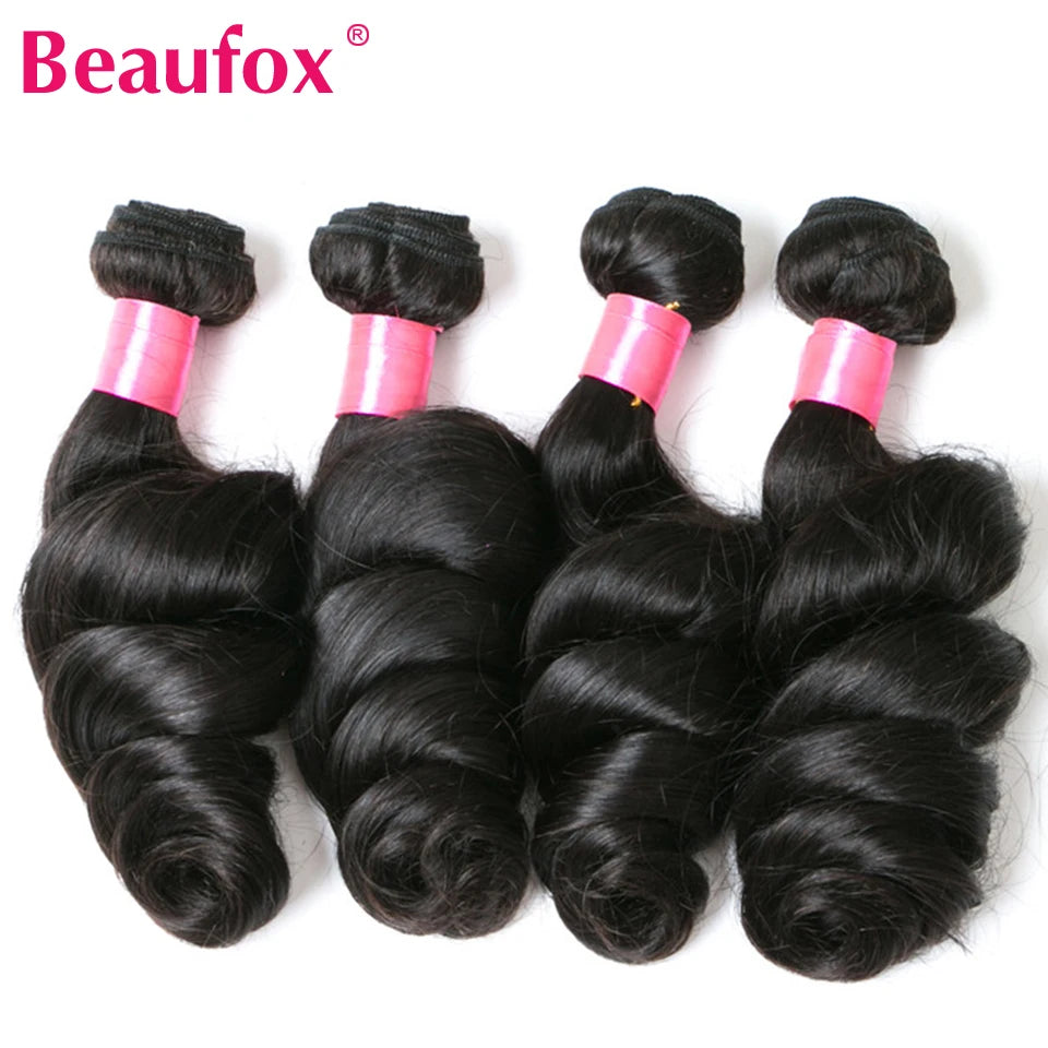   Beaufox-extensiones de cabello humano ondulado suelto, extensiones de pelo ondulado peruano sin procesar, cabello humano ondulado suelto, 1/3/4 mechones, ofertas de trama