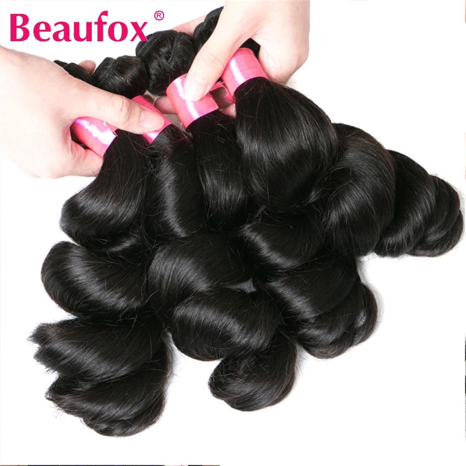   Beaufox-extensiones de cabello humano ondulado suelto, extensiones de pelo ondulado peruano sin procesar, cabello humano ondulado suelto, 1/3/4 mechones, ofertas de trama