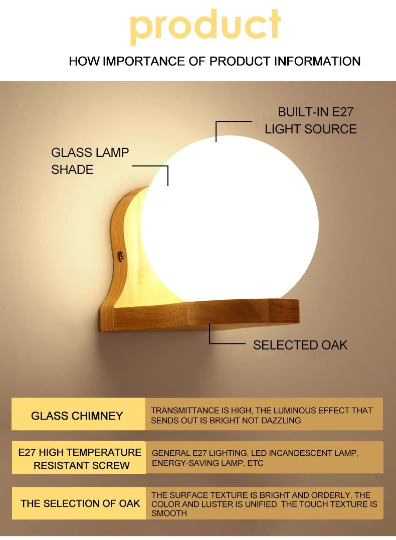 Lámparas de pared LED modernas, luces de madera para dormitorio, mesita de noche, escaleras, pasillo, aplique de iluminación montado Interior, accesorios de iluminación para decoración del hogar