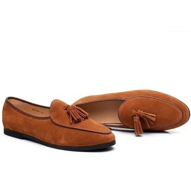 Italian Vintage Velvet Shoes Loafers for Men Genuine Cow Suede Leather Slip-On Boat Casual Shoes