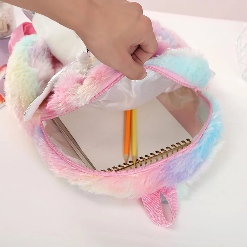 Mochila escolar de dibujos animados de unicornios para niñas, morral 3D de piel de viaje, bonito, regalo para niños