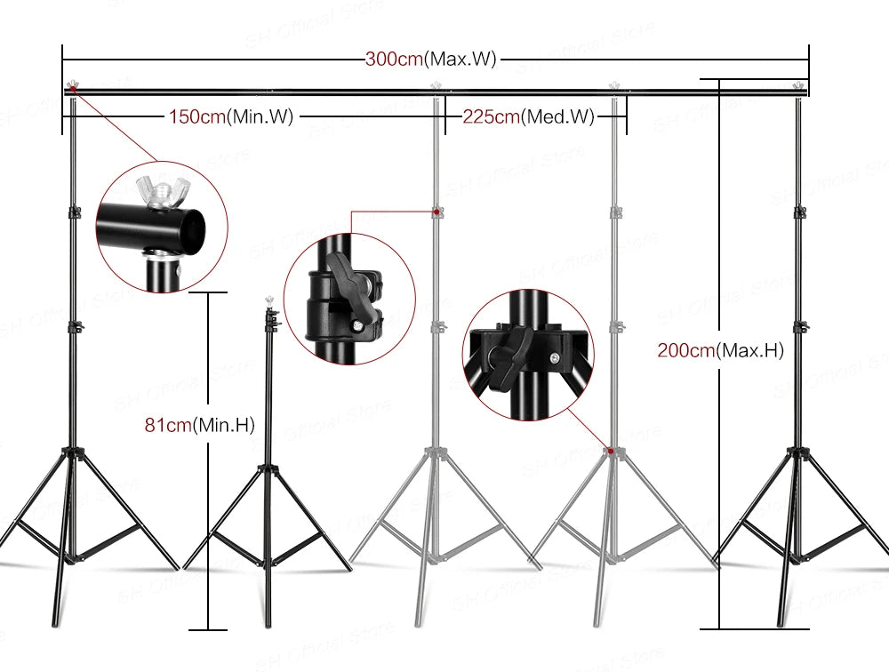 Kit de soporte para fondo fotográfico SH con sistema de soporte ajustable, fondos para estudio fotográfico, marco de pantalla verde Chromakey