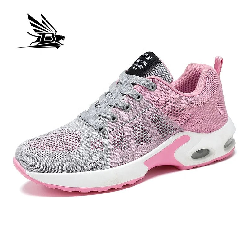 Cheap Fly Woven Breathable Walking Style Shoes Cushioning Trendy Sneakers for Women