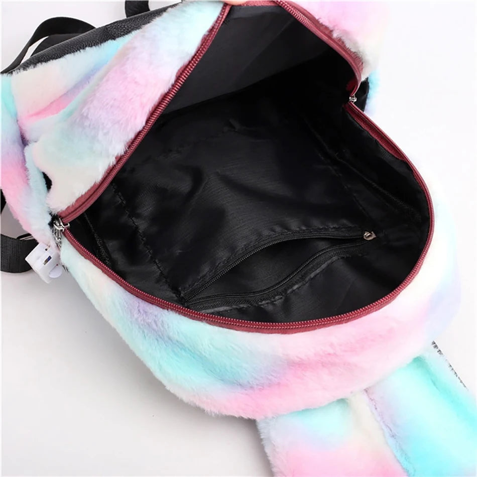 Mochila escolar de dibujos animados de unicornios para niñas, morral 3D de piel de viaje, bonito, regalo para niños