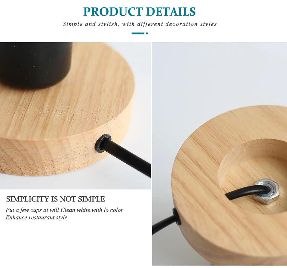 Lámpara de mesa de madera moderna Retro E27, luz decorativa para escritorio, lámparas de arte interior, decoración para sala de estar, dormitorio, mesita de noche, Base de luces para Bar, enchufe europeo
