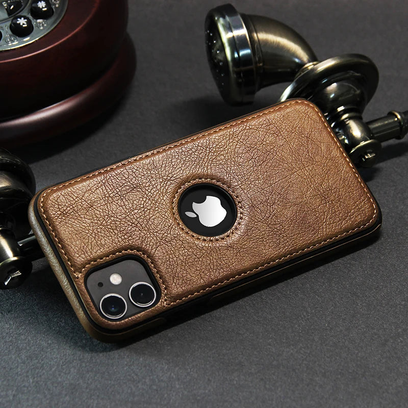 Funda para teléfono móvil, fundas para teléfonos móviles de cuero PU de alta calidad para iPhone 11, 12, 13, 14, 15 Pro Max X XR, funda negra de lujo para negocios