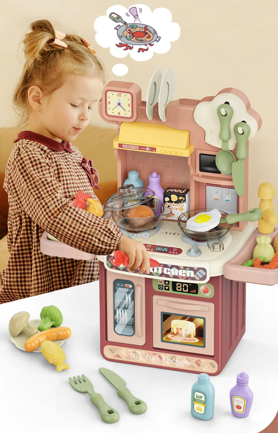 Juguetes de cocina para niños, vajilla simulacional, juego de simulación, juego de Chef, juego de rol, mesa de comida, juguete educativo para niños, regalo
