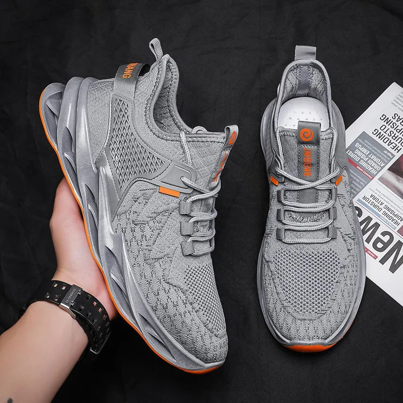 Men's Low Heel Sports Casual Shoes New Breathable Mesh Lace up Design for Running and Students