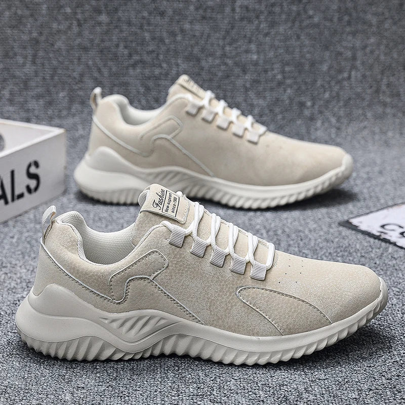 Men's Road Running Shoes Sneakers Track Trail Running Shoes Jogger Jogging Running Minimal PU Leather Athletic Low-top Lace up