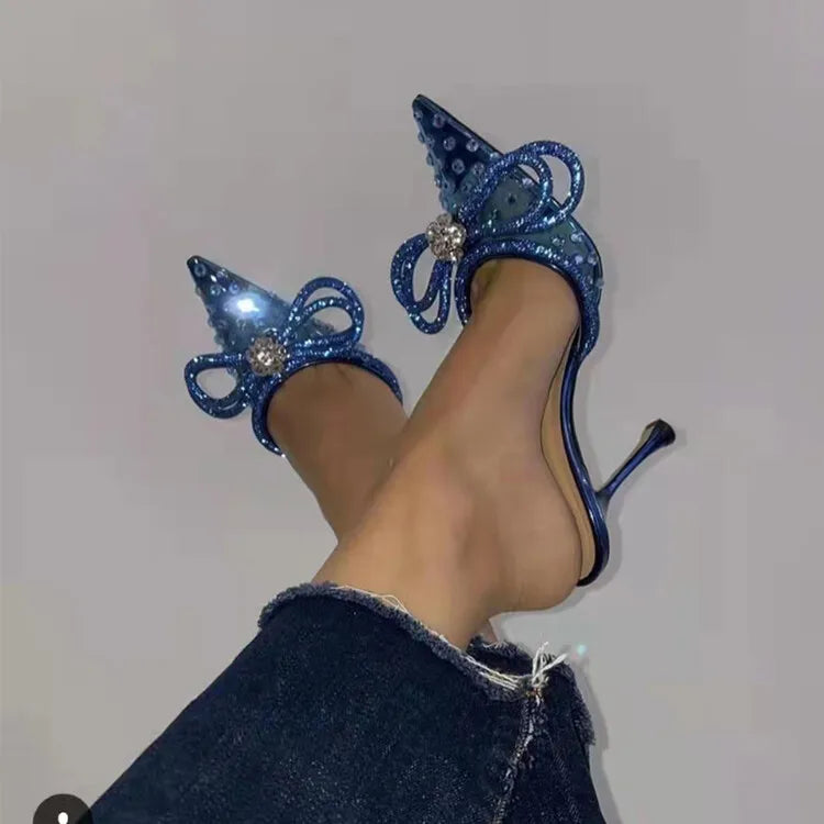 8CM/11CM Bling Rhinestone Studded Pumps Luxury Female Clear Shoes Women Heels for Ladies