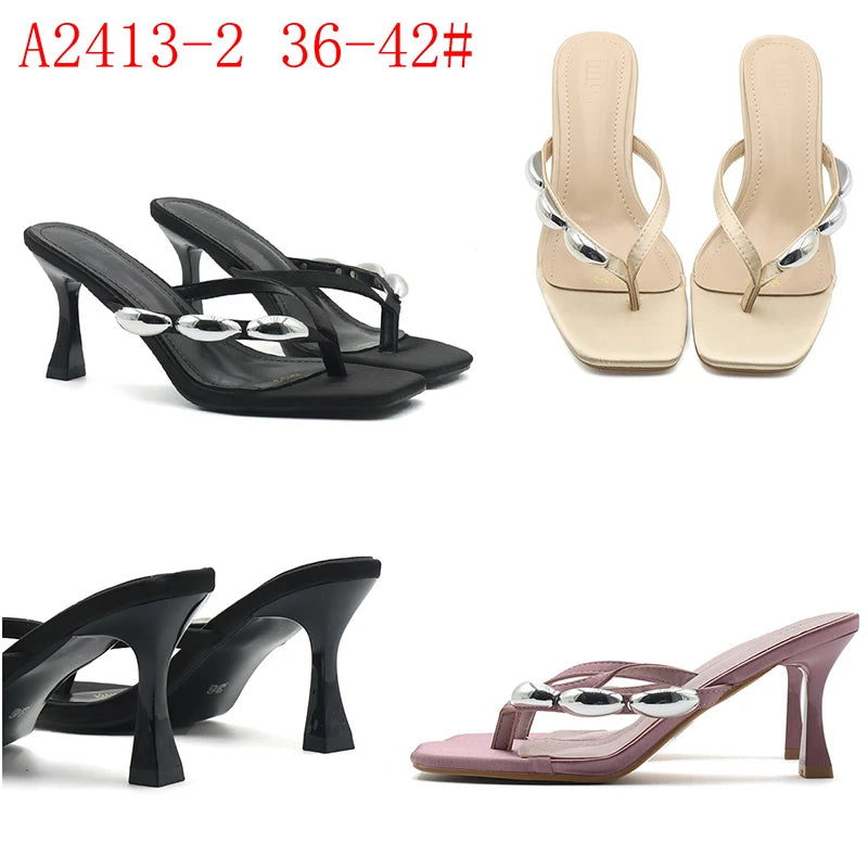 Y 36-42  Plus Size Women's Sandals Are Fashionable Simple Stiletto Clip-on Sandals Versatile Party Sexy Heels
