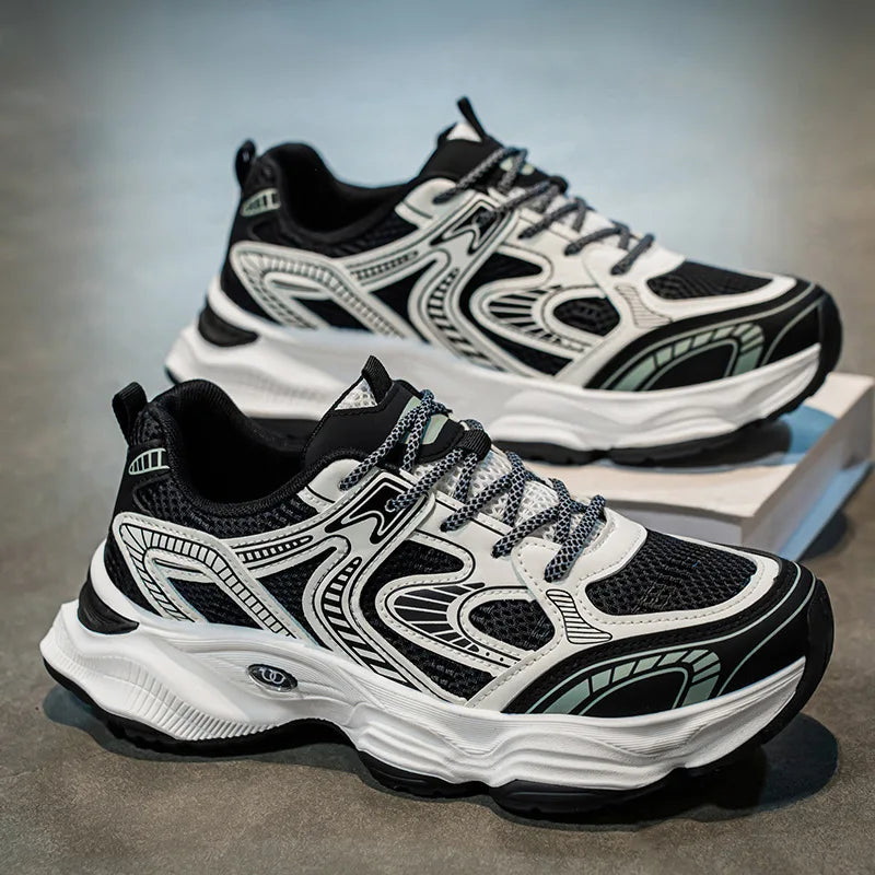 Men's Breathable Mesh Chunky Dad Shoes Thick Cushioned Sole Retro Casual Sneakers for Daily Streetwear