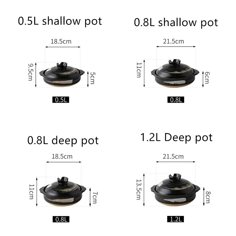 Cazuela de cerámica de estilo japonés, olla pequeña negra, cacerola de arcilla, utensilios de cocina para el hogar, suministros de cocina, olla para sopa, 1 Uds.