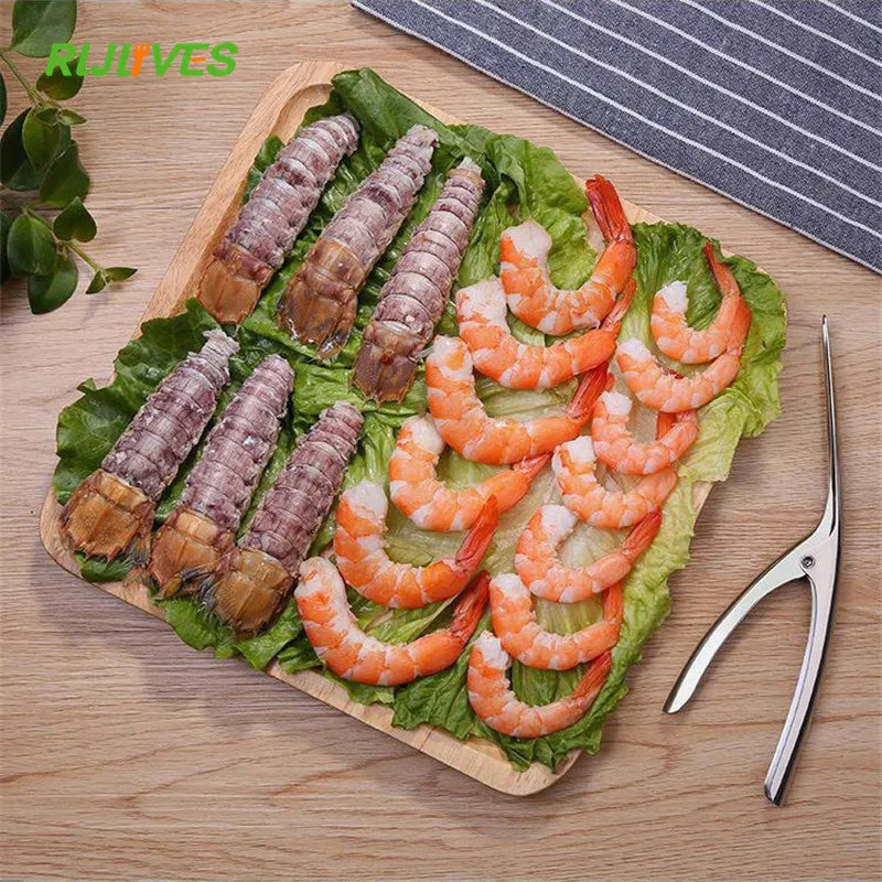 Pelador de camarones de acero inoxidable, cuchillo de pesca para camarones, removedor de cáscara de langosta, dispositivo de pelado, herramientas de cocina para mariscos