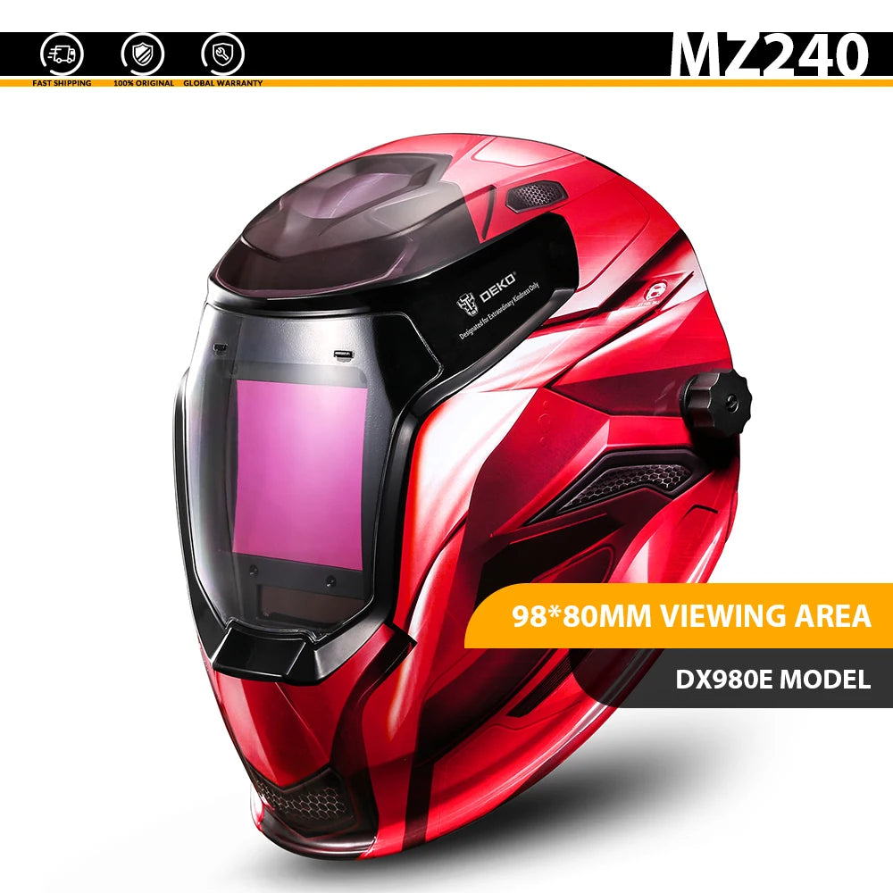DEKO - Casco de soldadura eléctrica solar con ， Casco de soldadura ajustable ， Oscurecimiento automático ajustable, Rango 4/9 - 13 MIG MMA, Máscara, Lente para máquina de soldar