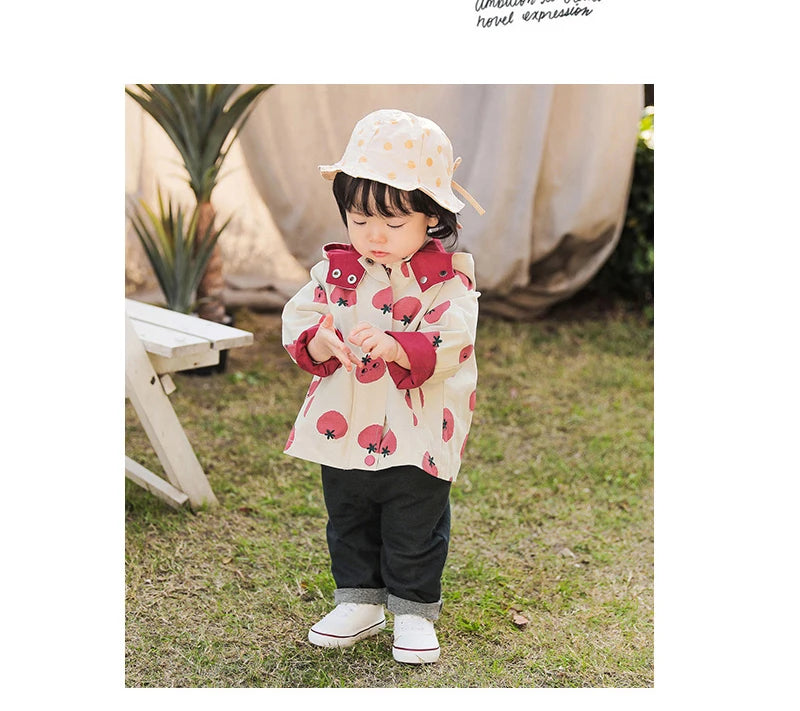 Abrigo cortavientos con estampado para niños y niñas, chaqueta con capucha, ropa de 1 a 7 años, novedad, primavera y otoño