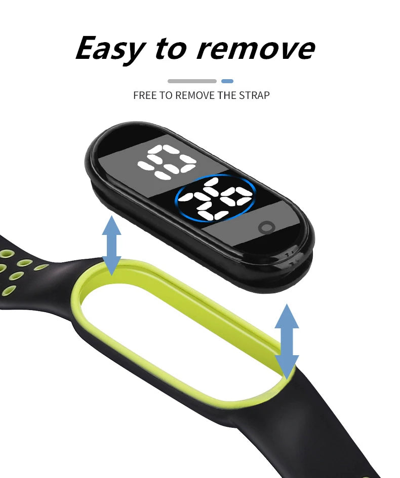 Reloj deportivo resistente al agua para niños, reloj Digital LED con pantalla táctil inteligente, correa de silicona de dos tonos, reloj para hombres y mujeres, reloj para estudiantes