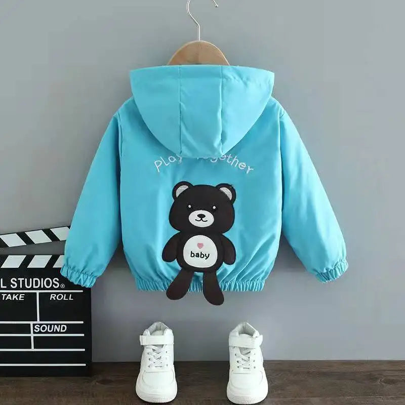 Chaqueta con capucha para niñas, abrigo cortavientos con cremallera, ropa para niños de 1, 2, 3, 4, 5 y 6 años, bonitos animales de dibujos animados, para primavera y otoño
