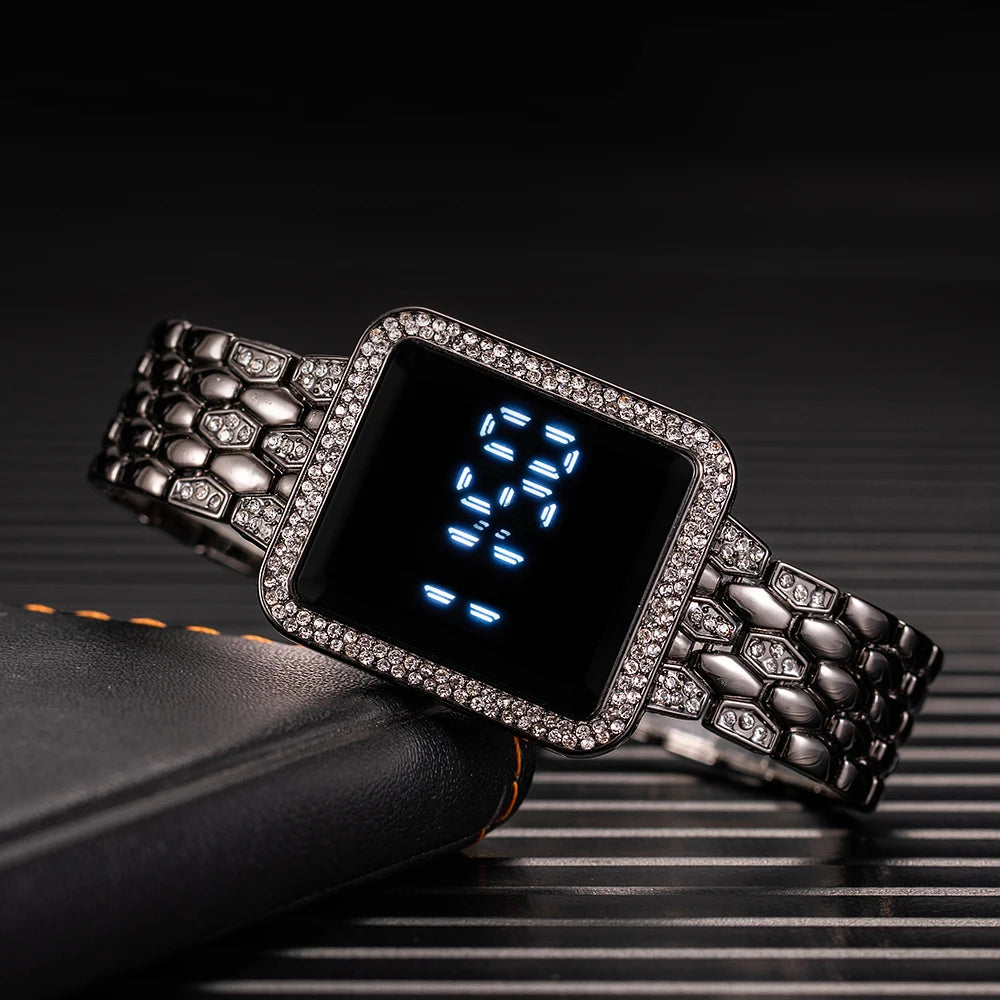 Relojes para mujer, famosa marca de lujo, reloj Digital para mujer, relojes de pulsera de cuarzo de acero inoxidable con diamantes de imitación a la moda para mujer, relojes Wathes